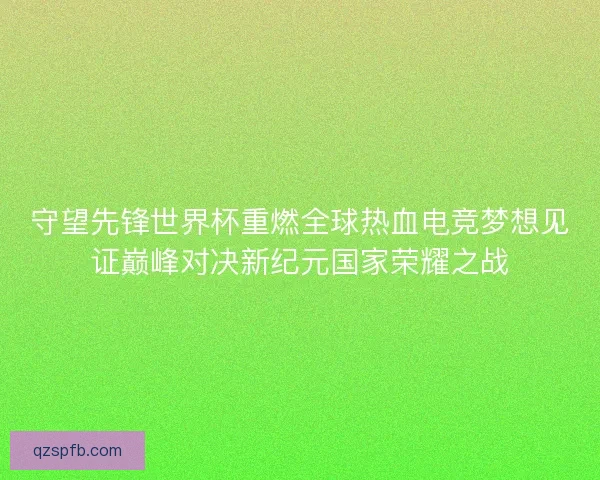 守望先锋世界杯重燃全球热血电竞梦想见证巅峰对决新纪元国家荣耀之战 守望先锋世界杯重燃全球热血电竞梦想见证巅峰对决新纪元国家荣耀之战