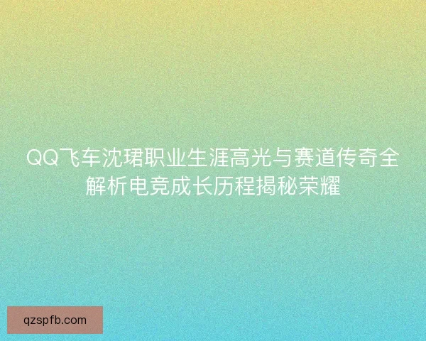 QQ飞车沈珺职业生涯高光与赛道传奇全解析电竞成长历程揭秘荣耀
